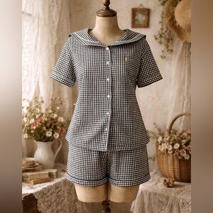 SPAO Gingham, Sailor, Moon Embroidered PJ Set
